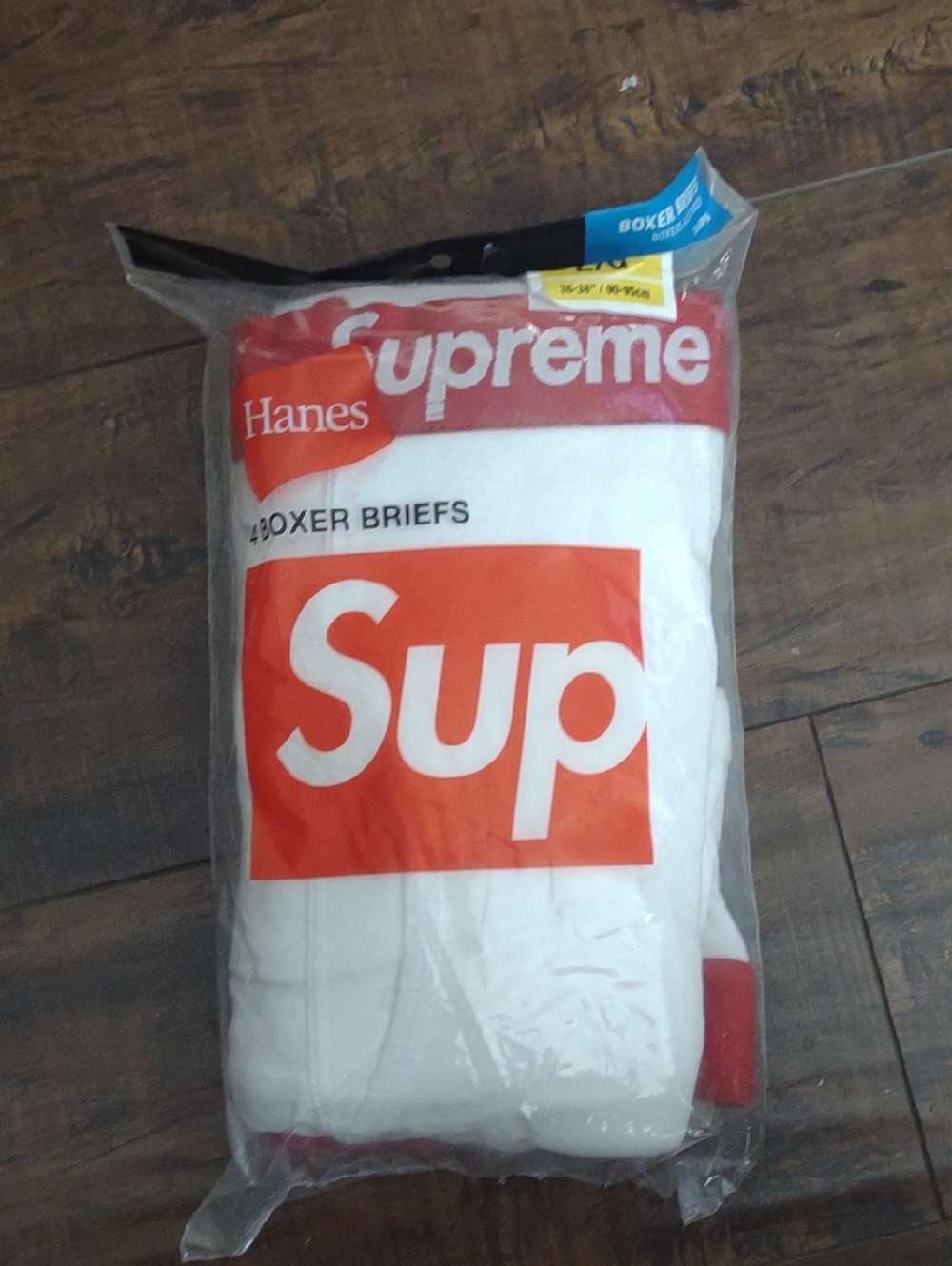 Supreme x Hanes White Boxer Briefs with Red Logo